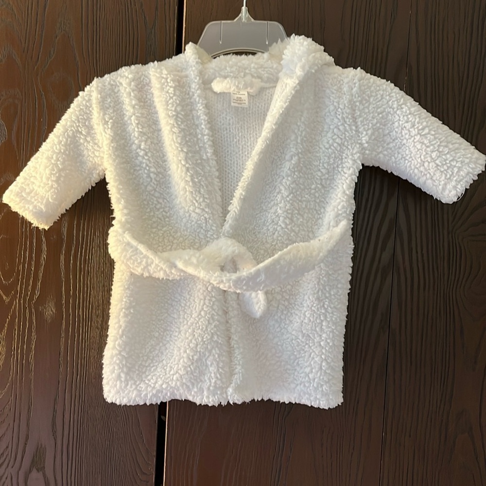 Modern Baby baby’s white fleece robe with reindeer hood. Size 0-9 months. NWOT